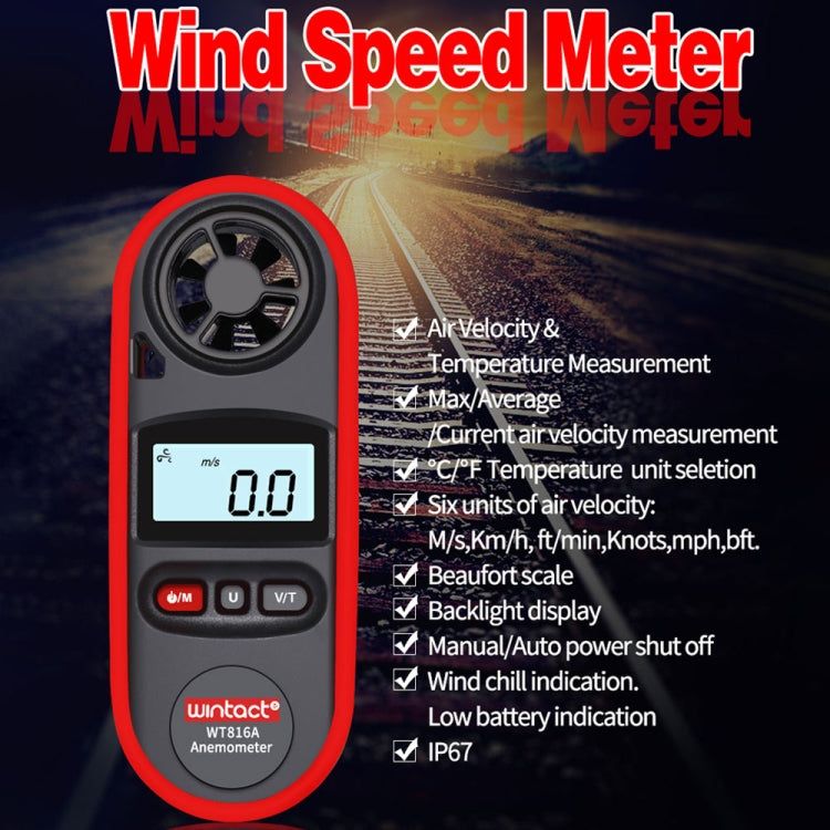 Anemometro termometro digitale Wintact WT816A