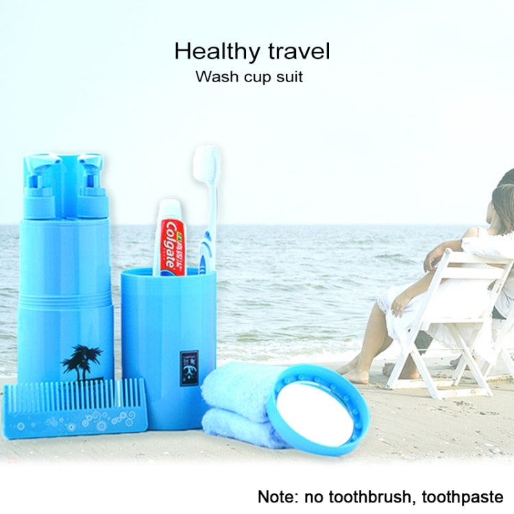 Kit di lavaggio da viaggio per specchio per il trucco, pettine per shampoo, tazza per gargarismi portatile creativo 5 in 1, set standard, 5 in 1
