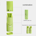 Kit di lavaggio da viaggio per specchio per il trucco, pettine per shampoo, tazza per gargarismi portatile creativo 5 in 1, set standard, 5 in 1