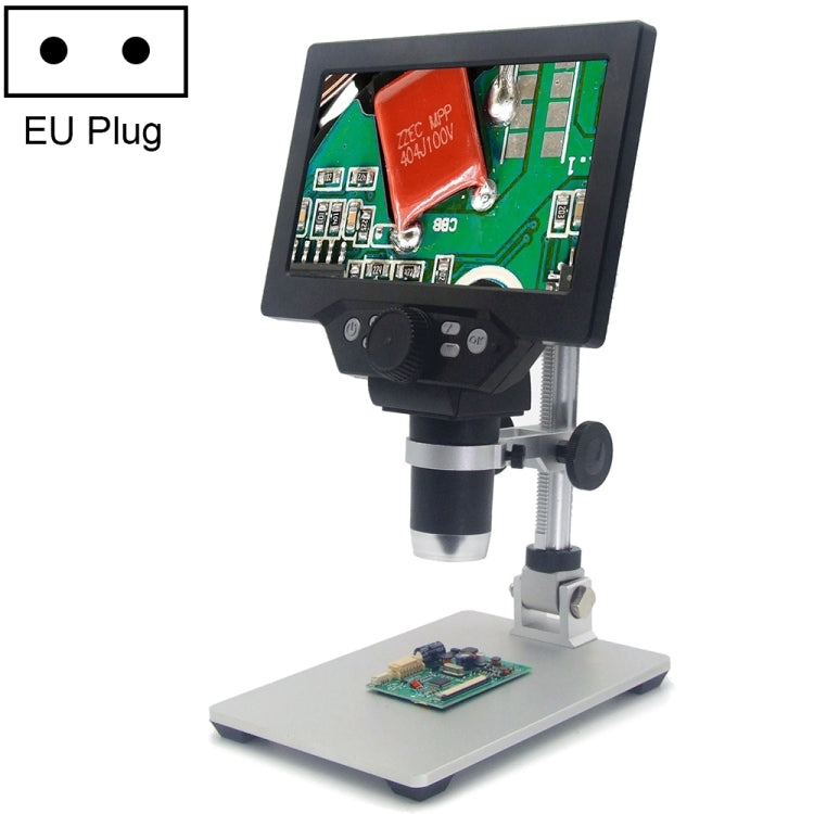 G1200 Microscopio con supporto da tavolo digitale elettronico portatile con schermo LCD da 7 pollici 1200X, presa UK, No Battery UK Plug, No Battery US Plug, No Battery AU Plug, No Battery EU Plug