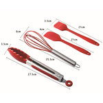 kn7050 Set di utensili da cucina in silicone 10 in 1, Black, Green, Blue, Red