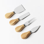 Set 4 coltelli da formaggio in acciaio inox con manico in legno