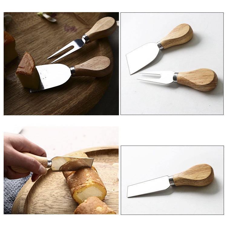 Set 4 coltelli da formaggio in acciaio inox con manico in legno