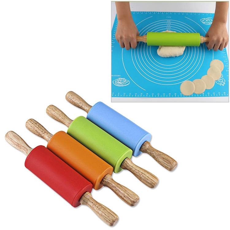 kn055 Bastoncino per gnocchi alimentari antiaderente con mattarello in silicone con manico in legno massello, lunghezza: 23 cm, consegna colore casuale, 23cm