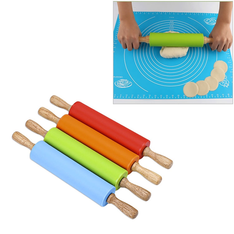 kn055 Bastoncino per gnocchi per alimenti antiaderente con mattarello in silicone con manico in legno massello, lunghezza: 29 cm, consegna colore casuale, 29cm