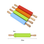 kn055 Bastoncino per gnocchi per alimenti antiaderente con mattarello in silicone con manico in legno massello, lunghezza: 29 cm, consegna colore casuale, 29cm