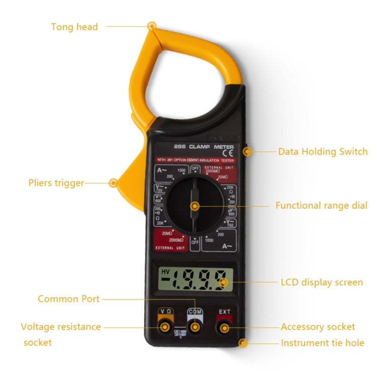 ANENG 266X Multimetro a pinza automatico ad alta precisione con cicalino, 266X Yellow