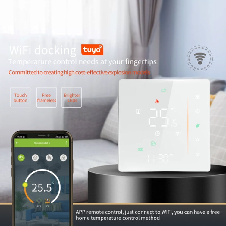 BHT-006GALW Smart Home Heating Thermostat 95-240V AC 5A for EU Box, Water Heating Control with Only Indoor Sensor and WiFi Connection, BHT-006GALW