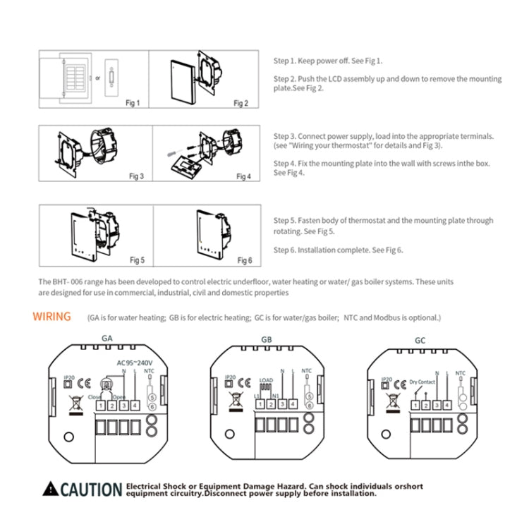 Termostato intelligente WiFi per riscaldamento domestico 95-240V