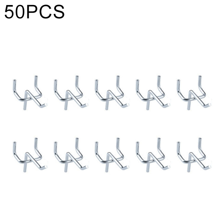 10 pezzi Supermercato Negozio di abbigliamento Pannello forato con stecca da muro Gancio per mensola Piastra con foro, Passo del foro: 2,5 cm, Lunghezza: 5 cm, Diametro filo: 3,3 mm, Length: 5cm