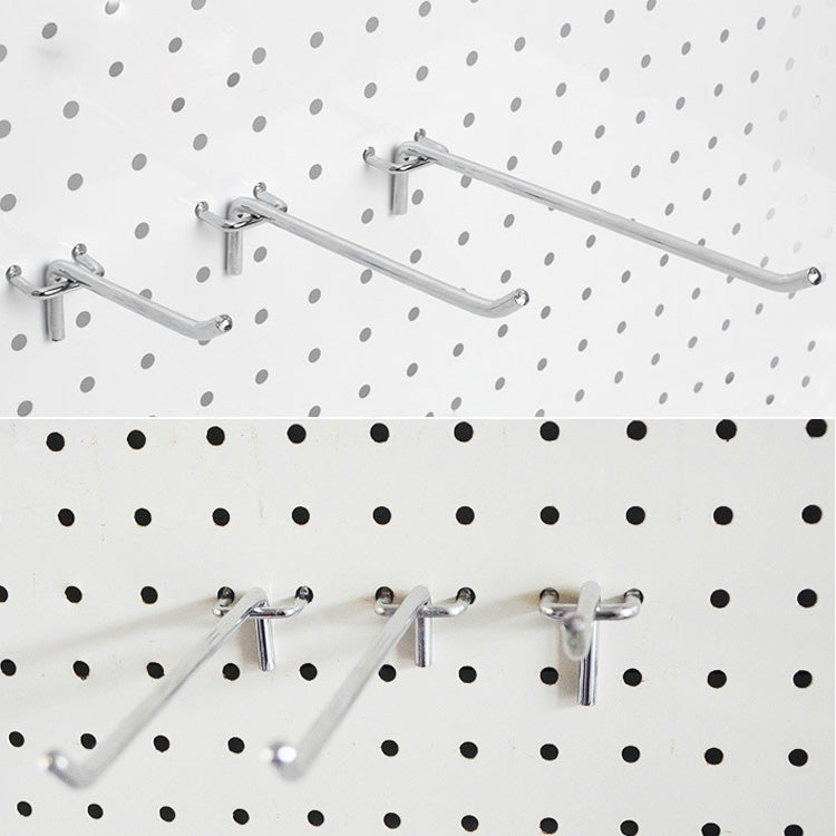 10 pezzi Supermercato Negozio di abbigliamento Pannello forato con stecca da muro Gancio per mensola Piastra con foro, Passo del foro: 2,5 cm, Lunghezza: 5 cm, Diametro filo: 3,3 mm, Length: 5cm