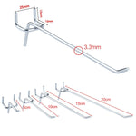 10 pezzi Supermercato Negozio di abbigliamento Pannello forato con stecca a muro Gancio per mensola Piastra con foro, Passo del foro: 2,5 cm, Lunghezza: 10 cm, Diametro filo: 3,3 mm, Length: 10cm