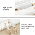 5027-128 Maniglia in ceramica in lega di zinco imitazione oro per porta del cassetto dell'armadio, distanza tra i fori: 128 mm, 5027-128