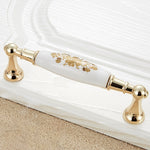 5027-128 Maniglia in ceramica in lega di zinco imitazione oro per porta del cassetto dell'armadio, distanza tra i fori: 128 mm, 5027-128(1)