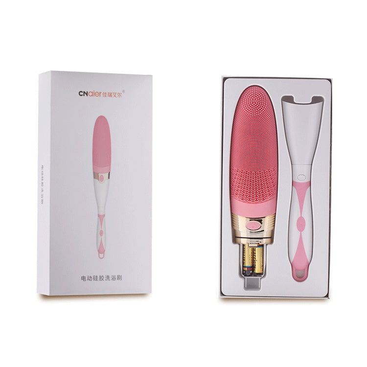 CNaier AE-8381 Spazzola per il corpo da bagno elettrica per massaggio in silicone con vibrazione impermeabile per uso domestico