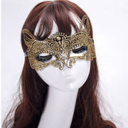 Maschera da re gatto in pizzo abbronzante da donna sexy da ballo in maschera di Halloween, Bronzing Cat King