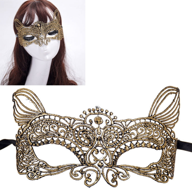 Maschera da re gatto in pizzo per festa e Halloween