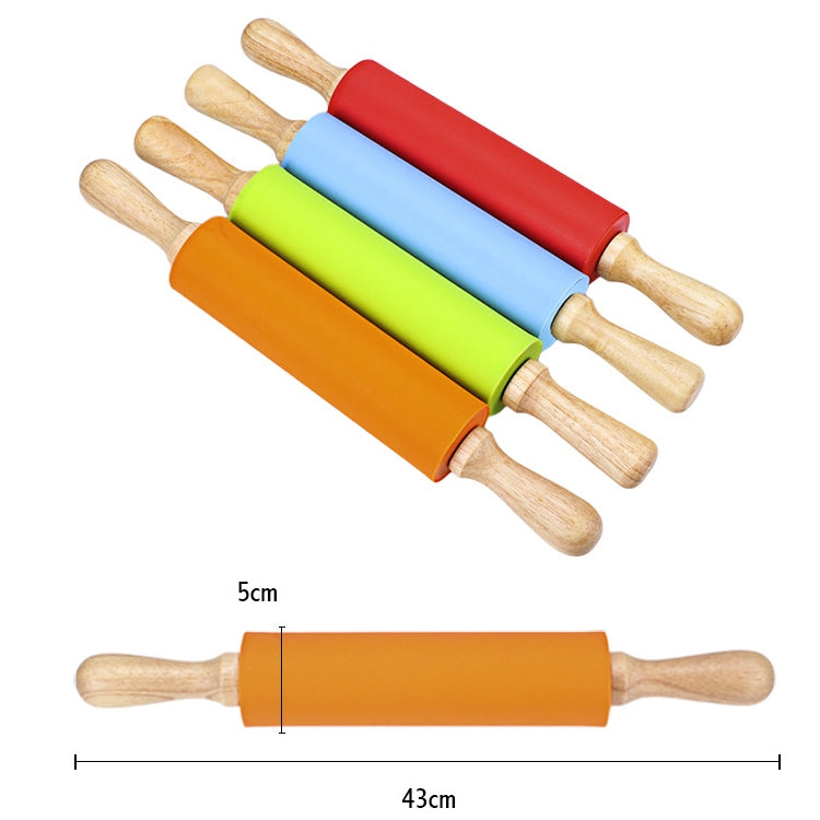 kn055 Bastoncino per gnocchi alimentari antiaderente con mattarello in silicone con manico in legno massello, lunghezza: 43 cm, consegna colore casuale, 43cm