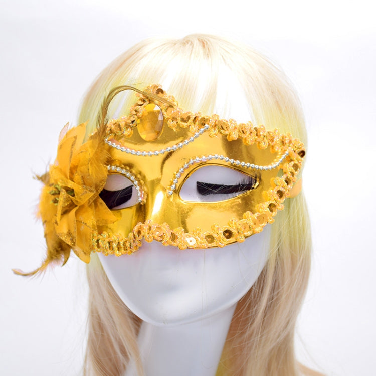Maschera veneziana con piume e fiori per feste