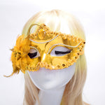 Maschera da principessa veneziana con piume di fiori laterali per feste in maschera di Halloween, Flower Feather