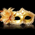 Maschera da principessa veneziana con piume di fiori laterali per feste in maschera di Halloween, Flower Feather