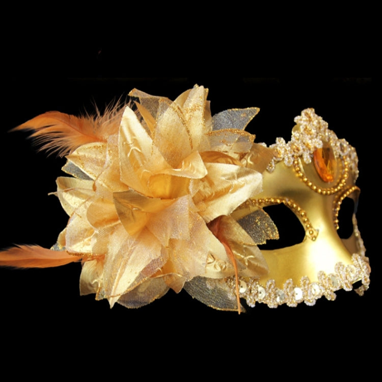 Maschera da principessa veneziana con piume di fiori laterali per feste in maschera di Halloween, Flower Feather