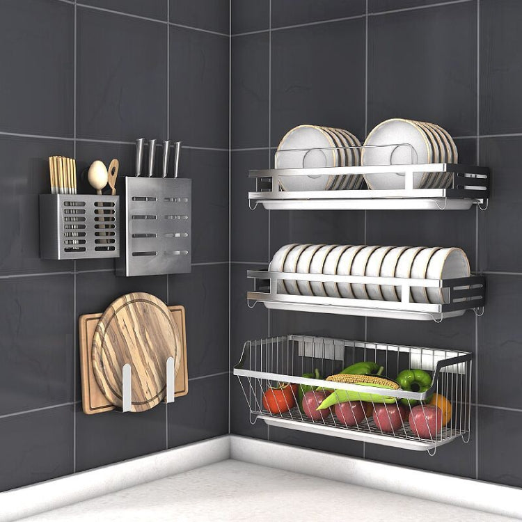 Contenitore per bacchette a doppia gabbia per portacoltelli da appendere a parete in acciaio inossidabile 304, Double Cage Chopsticks Canister
