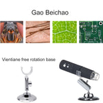 HD Image Sensor with 50X~1000X Magnifying Glass 1920x1080P USB WiFi Digital Microscope with 8 LEDs and Professional Stand