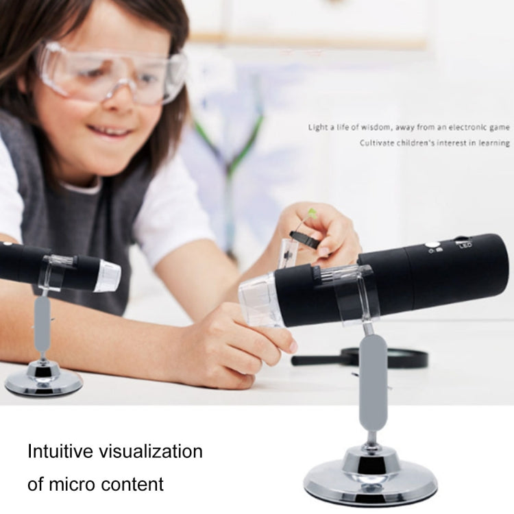 HD Image Sensor with 50X~1000X Magnifying Glass 1920x1080P USB WiFi Digital Microscope with 8 LEDs and Professional Stand