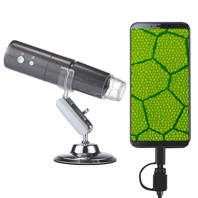 HD Image Sensor with 50X~1000X Magnifying Glass 1920x1080P USB WiFi Digital Microscope with 8 LEDs and Professional Stand
