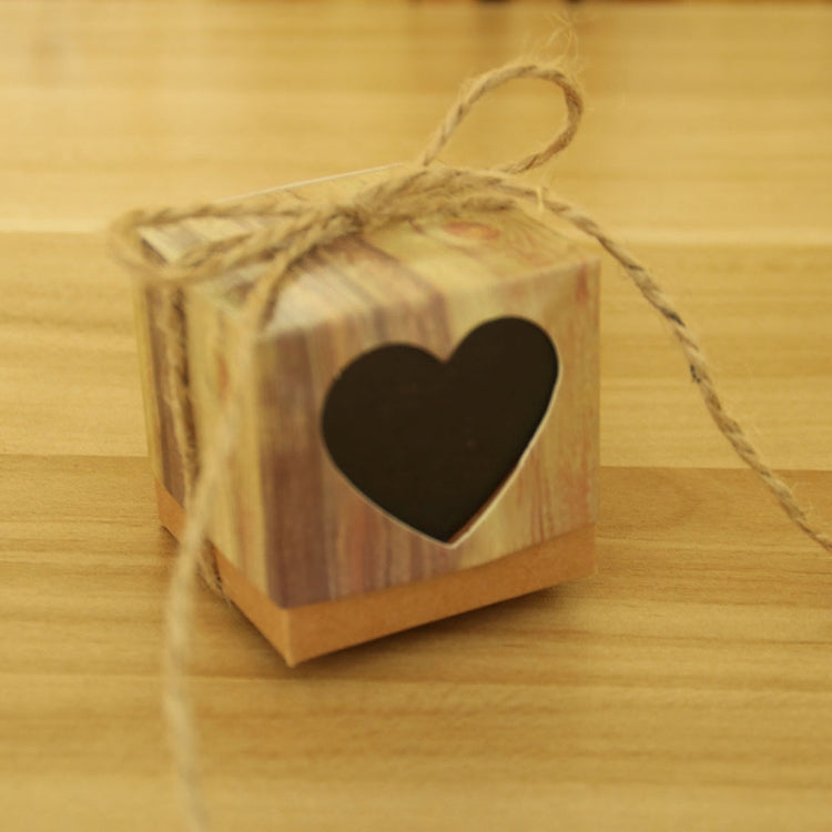 Scatola per zucchero in carta kraft scavata con motivo a forma di cuore, venature del legno da 100 pezzi, dimensioni: 5x5x5 cm, Black Heart-shaped, LOVE Heart-shaped