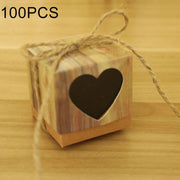Scatola per zucchero in carta kraft scavata con motivo a forma di cuore, venature del legno da 100 pezzi, dimensioni: 5x5x5 cm, Black Heart-shaped, LOVE Heart-shaped
