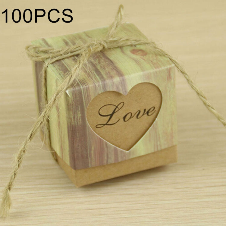 Scatola per zucchero in carta kraft scavata con motivo a forma di cuore, venature del legno da 100 pezzi, dimensioni: 5x5x5 cm, Black Heart-shaped, LOVE Heart-shaped