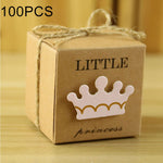 Scatola di zucchero per matrimonio in stile europeo da 100 pezzi, dimensioni: 5,3x5,3x5,3 cm, Princess Crown shaped, Prince Crown shaped