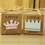 Scatola di zucchero per matrimonio in stile europeo da 100 pezzi, dimensioni: 5,3x5,3x5,3 cm, Princess Crown shaped, Prince Crown shaped