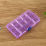 Organizzatore di scatole in plastica con griglia rimovibile da 15 slot per gioielli, orecchini, ganci da pesca, piccoli accessori, 15 Slots (Pink+Blue), 15 Slots (Purple+Blue), 15 Slots (Baby Blue+Blue), 15 Slots (White+Blue), 15 Slots (White+Pink)