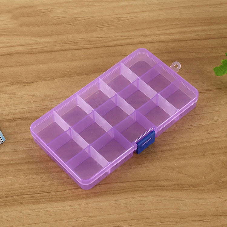 Organizzatore di scatole in plastica con griglia rimovibile da 15 slot per gioielli, orecchini, ganci da pesca, piccoli accessori, 15 Slots (Pink+Blue), 15 Slots (Purple+Blue), 15 Slots (Baby Blue+Blue), 15 Slots (White+Blue), 15 Slots (White+Pink)