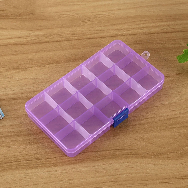 Organizzatore di scatole in plastica con griglia rimovibile da 15 slot per gioielli, orecchini, ganci da pesca, piccoli accessori, 15 Slots (Pink+Blue), 15 Slots (Purple+Blue), 15 Slots (Baby Blue+Blue), 15 Slots (White+Blue), 15 Slots (White+Pink)