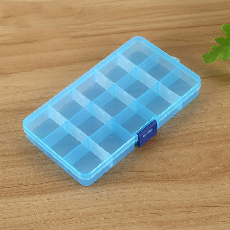 Organizzatore di scatole in plastica con griglia rimovibile da 15 slot per gioielli, orecchini, ganci da pesca, piccoli accessori, 15 Slots (Pink+Blue), 15 Slots (Purple+Blue), 15 Slots (Baby Blue+Blue), 15 Slots (White+Blue), 15 Slots (White+Pink)