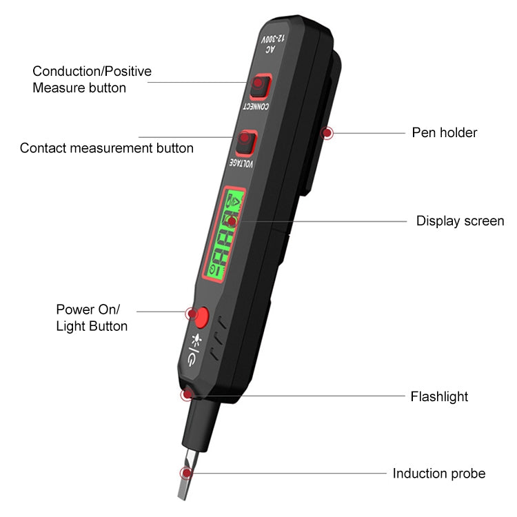 HABOTEST HT89 Contact Type High Sensitivity LCD Digital Display Sound and Light Alarm Test Pen, HT89