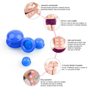 4 tazze / set Coppettazione per massaggio del corpo per assistenza sanitaria Coppette in silicone anticellulite per terapia