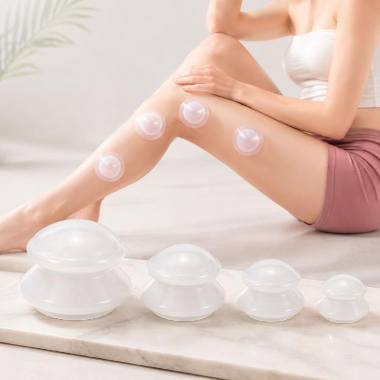 Set 4 coppette in silicone per massaggio corpo e terapia