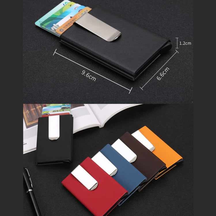 Portafoglio con fermasoldi porta carte di credito in tinta unita antimagnetico satinato, dimensioni: 10 * 6,6 cm, Black, Coffee, Blue, Red, Yellow