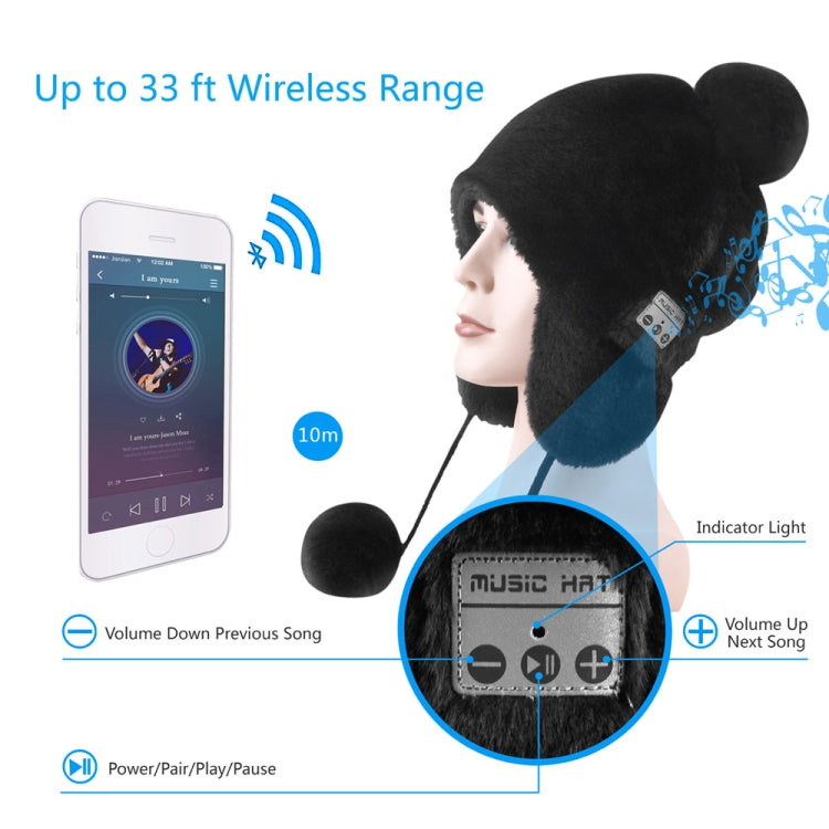 Cappello in peluche caldo Bluetooth, supporta la risposta al telefono, lo scatto di foto Bluetooth e la riproduzione di musica