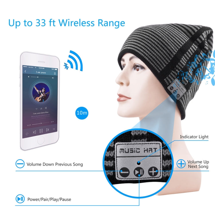 Cappello lavorato a maglia a righe calde Bluetooth, supporta la risposta al telefono, lo scatto di foto Bluetooth e la riproduzione di musica