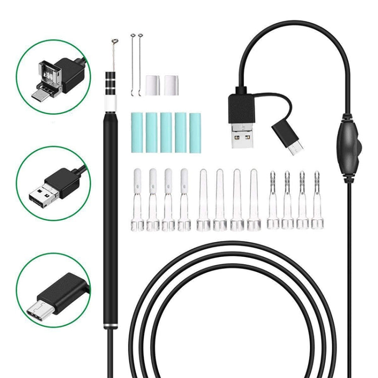 i95 3 in 1 USB Ear Scope Ispezione HD 0,3 MP Cucchiaio auricolare visivo per telefoni Android OTG e PC e MacBook, cavo lungo 1,75 m, 3 in 1 White  0.3MP