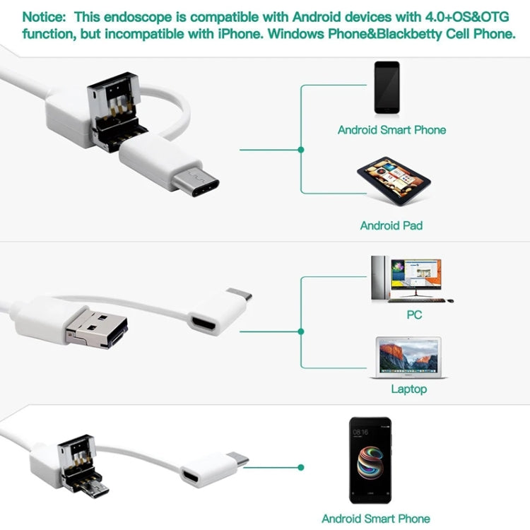 Endoscopio USB 3 in 1 HD 0,3MP per Android, Windows e Mac