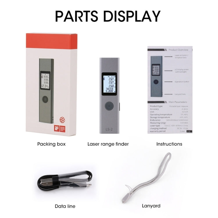 LS-2 Misuratore di distanza per telemetro laser digitale LCD ricaricabile da 25 m, 25m