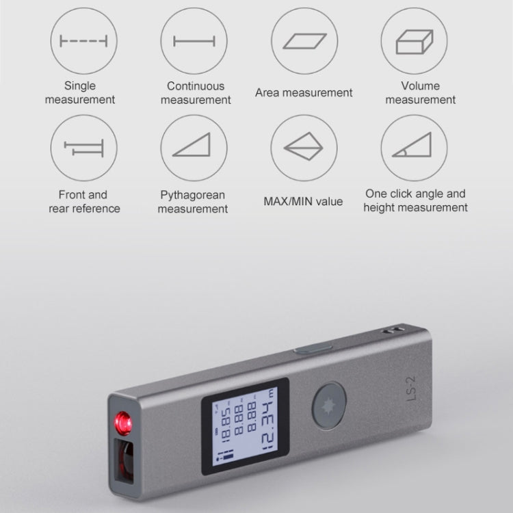 LS-2 Misuratore di distanza per telemetro laser digitale LCD ricaricabile da 25 m, 25m