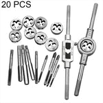 Set di combinazioni di maschi e matrici multi-specifiche da 20 pezzi. Chiave per maschiatura metrica manuale, argano, 20 PCS